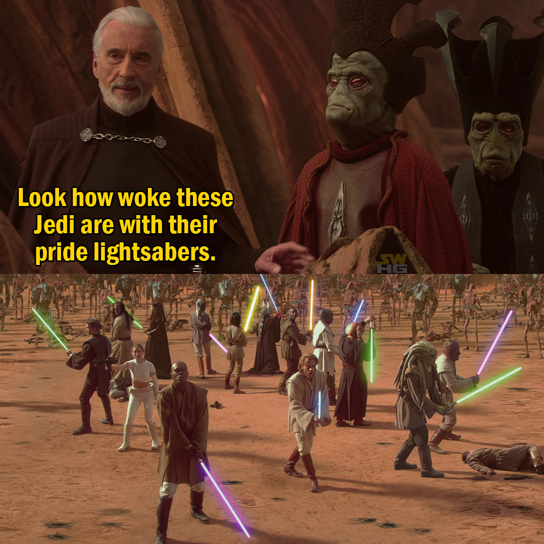 The meme is a photo of a group of Stormtroopers standing in a line, but with a twist: they're all wearing "I'm with stupid" t-shirts. The text in the image reads "In a galaxy far, far away...". The meme is poking fun at the idea that even in a galaxy with advanced technology and powerful Jedi, the Stormtroopers are still so incompetent that they need to wear t-shirts to identify the "stupid" one in their group.